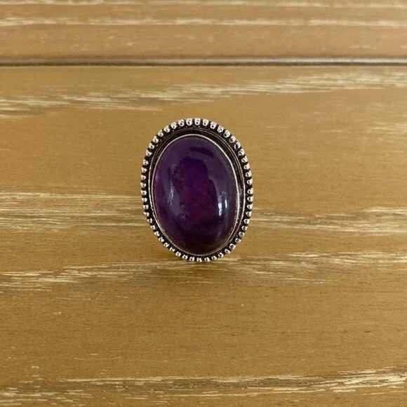 Purple Amethyst ring dipped in 925 Silver rainbows size 7 NEW - Picture 3 of 8